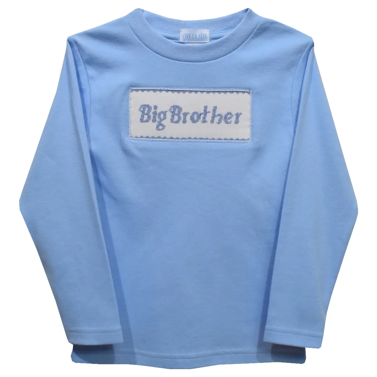 Big Brother Smocked Light Blue Knit Long Sleeve T-Shirt