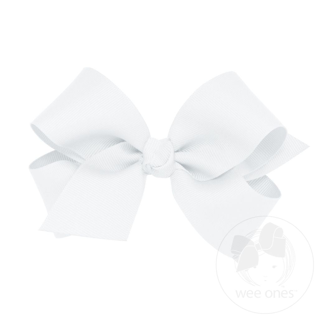 White Classic Grosgrain Hair Bow (Knot Wrap)