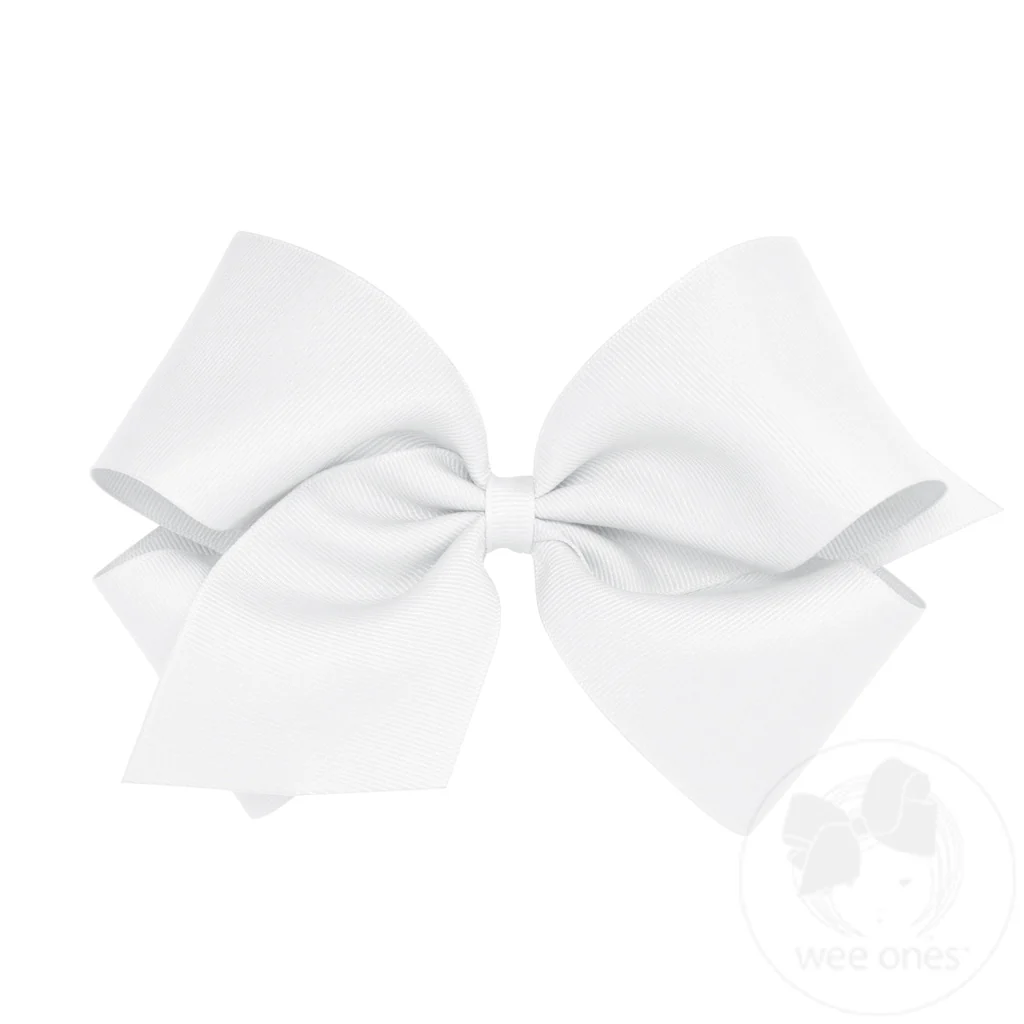 White Classic Grosgrain Hair Bow (Plain Wrap)