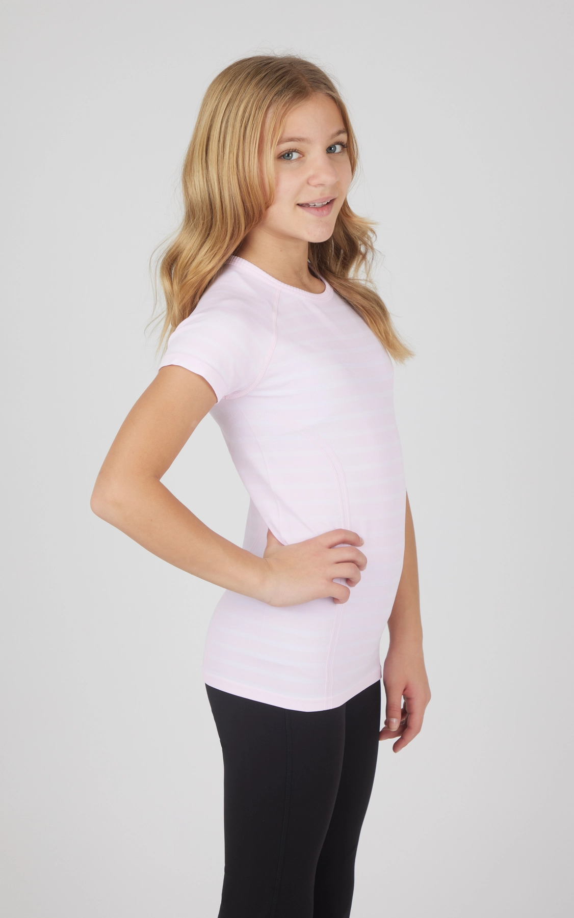 Girls Festival Bloom Stripe Seamless Crewneck Short-Sleeves Everyday Tee