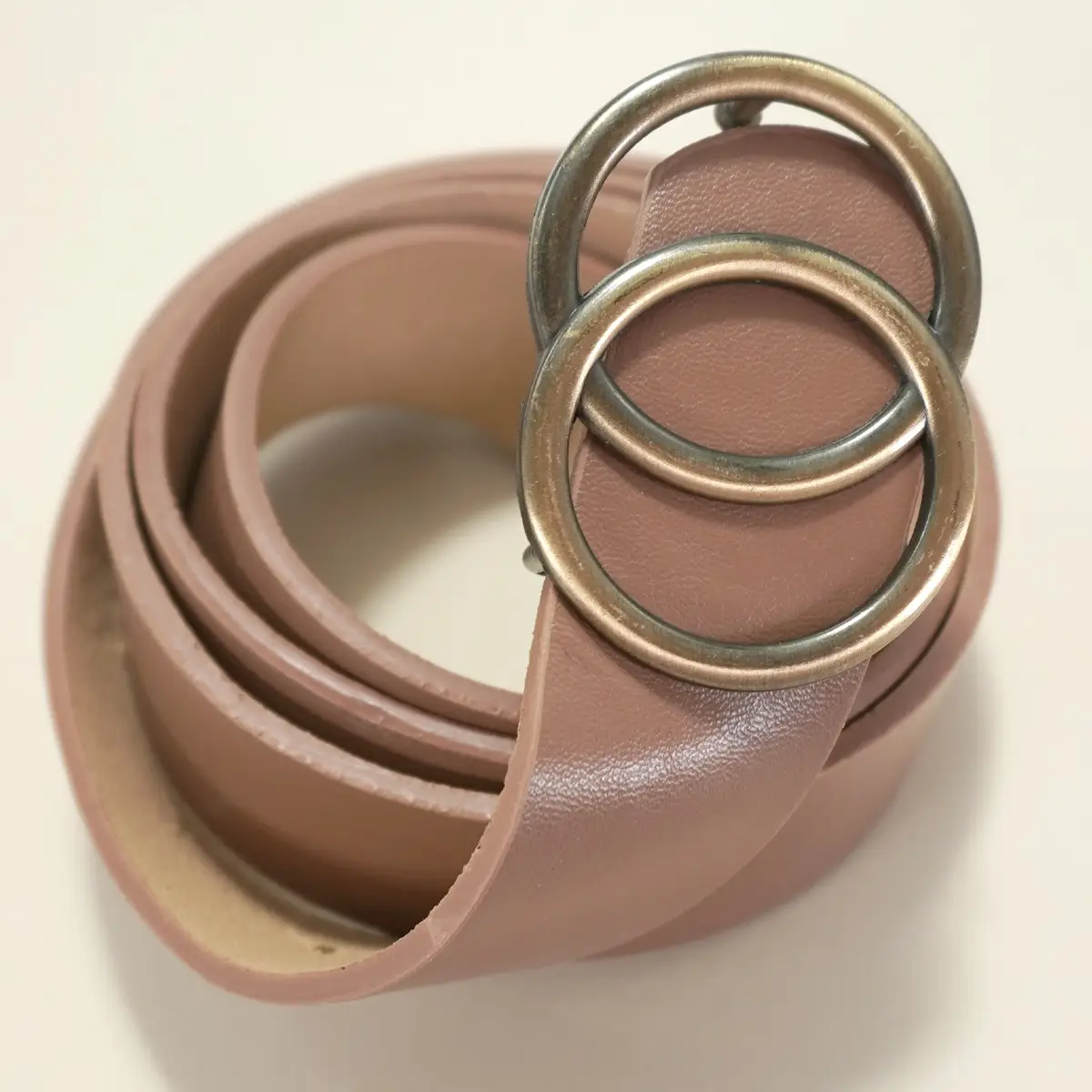 Taupe Double O Buckle Faux Leather Belt