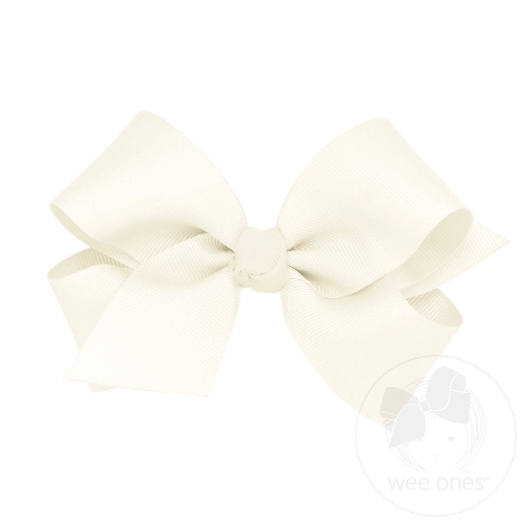 Antique White Classic Grosgrain Hair Bow (Knot Wrap)