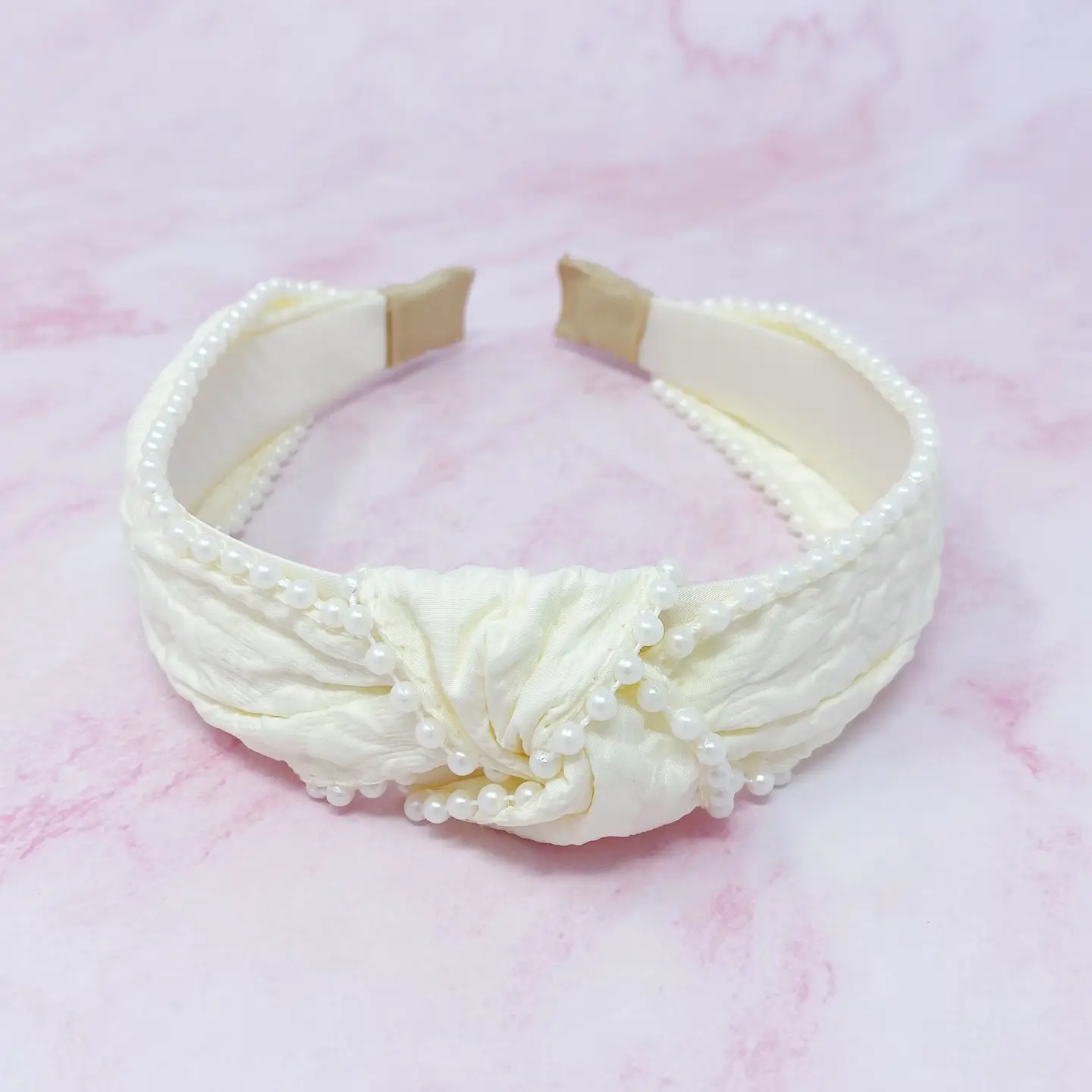 Elegant Pearl Embellished Headband Elegant Pearl Headband In Yellow - Best of Everything  main image 3