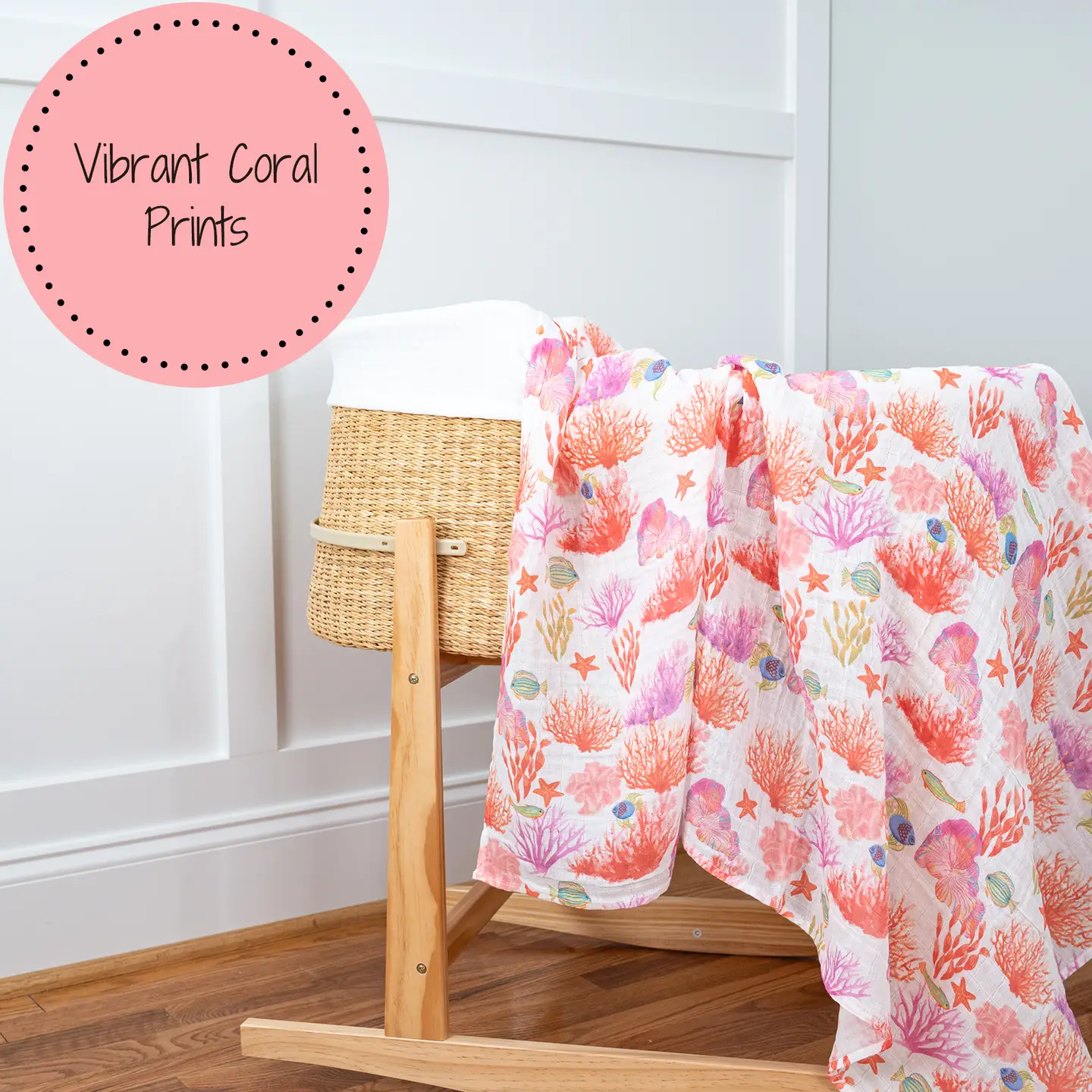 Under the Sea Coral Baby Swaddle Blanket