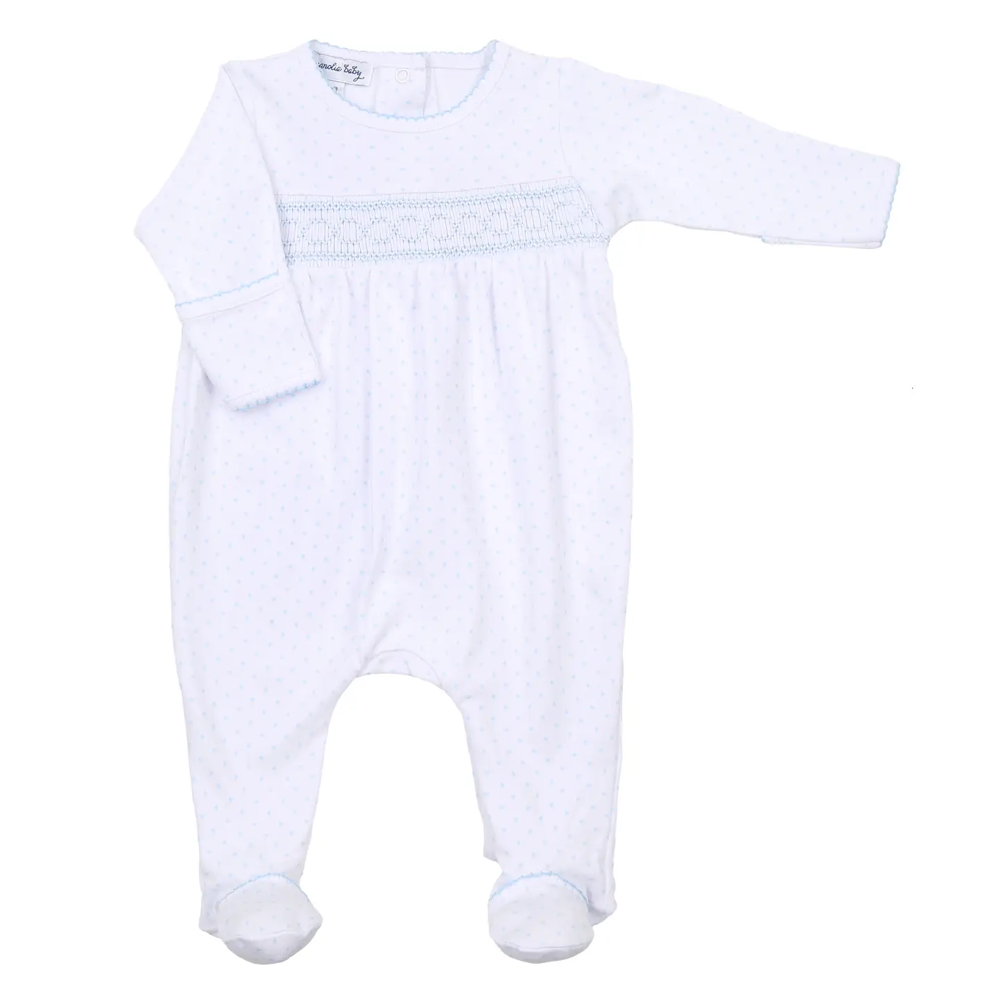 Blue Mini Dots Smocked Footie