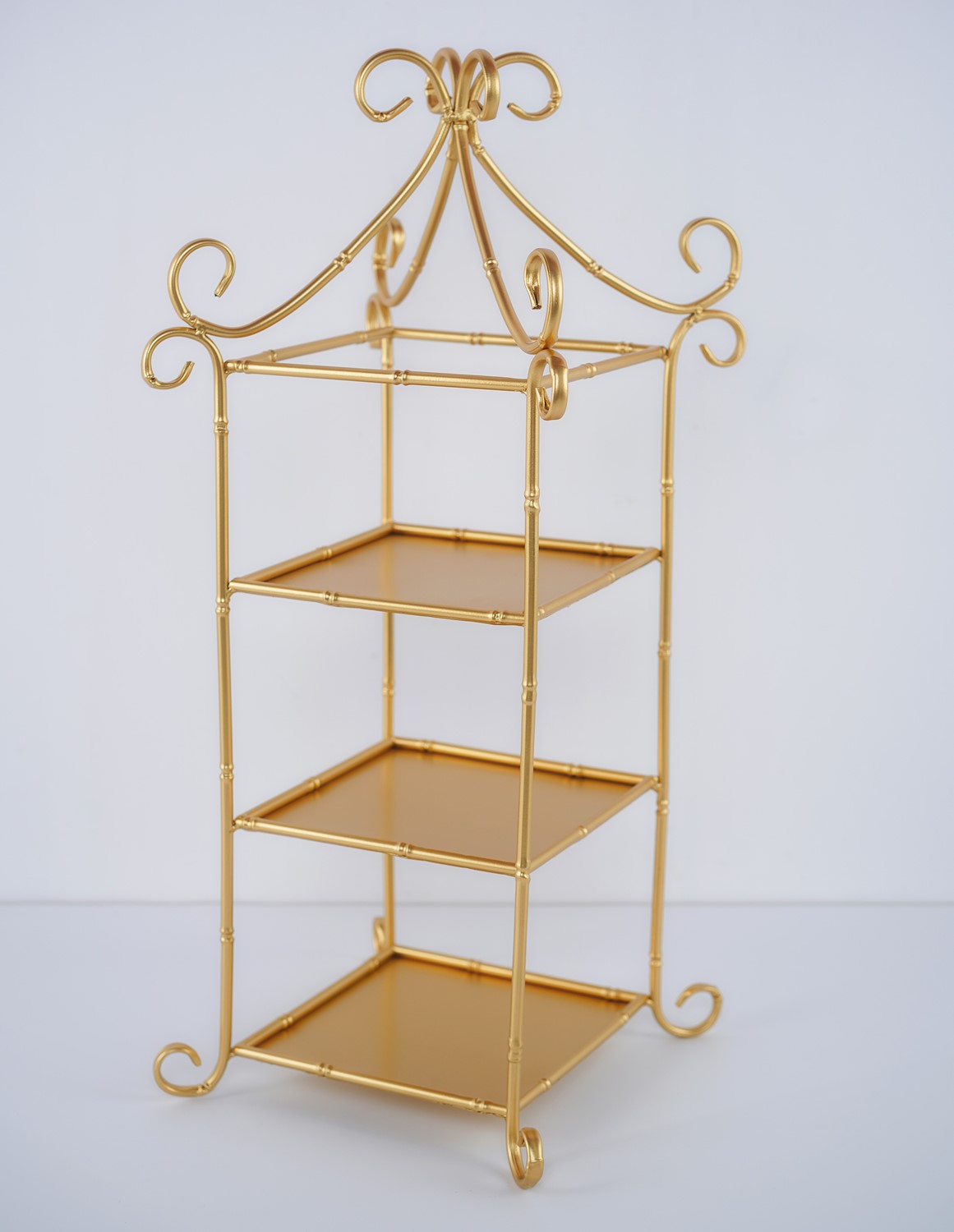 Gold Metal Bamboo Etagere