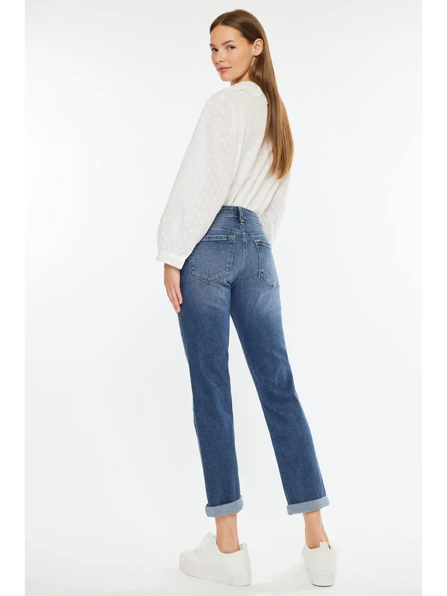 Pamela Kancan Dark Wash Mid Rise Slim Straight Jeans