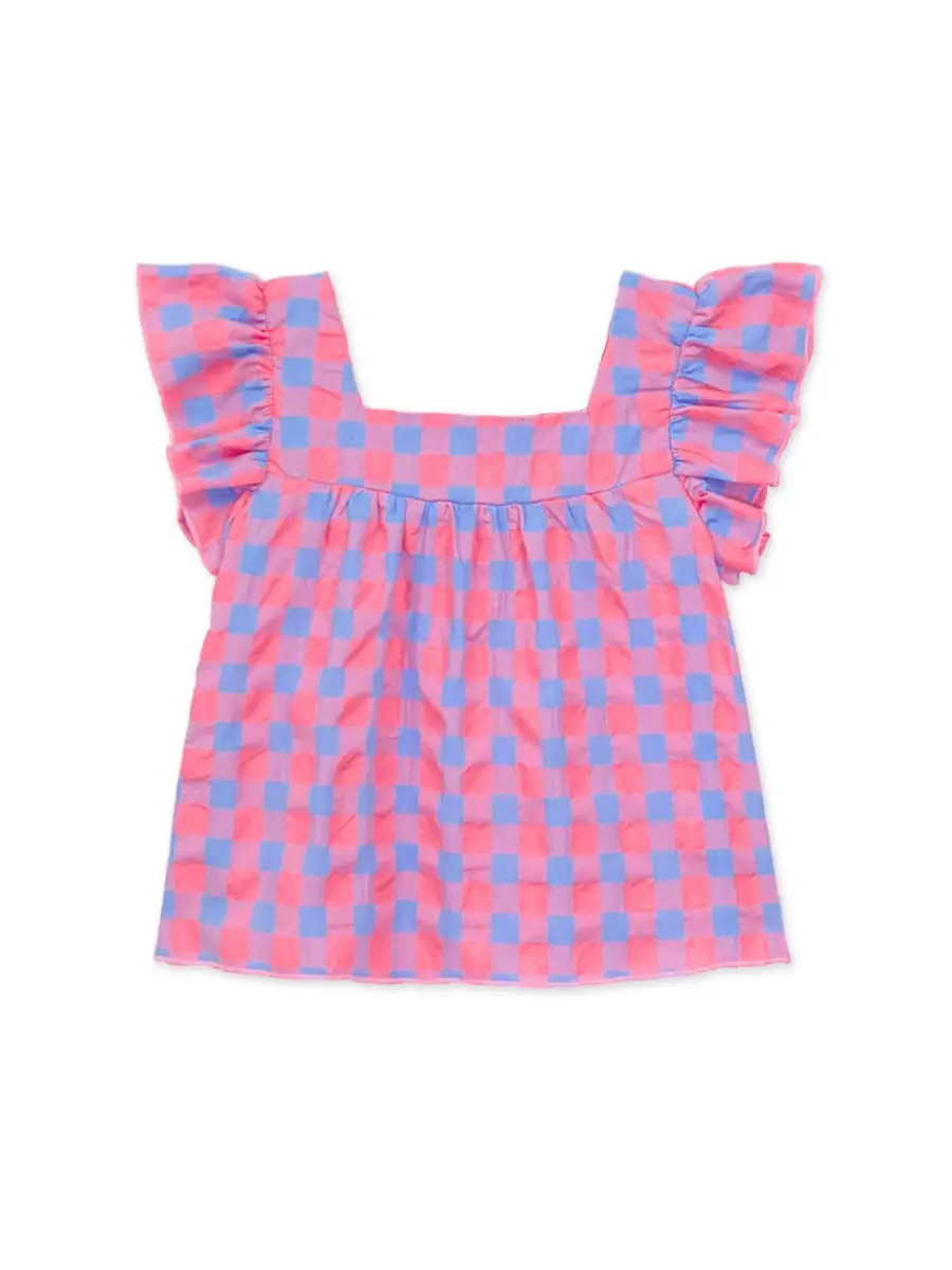 Chelsie Pink & Blue Checker Top