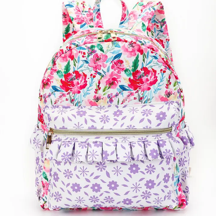 Hot Pink Flower Ruffle Backpack