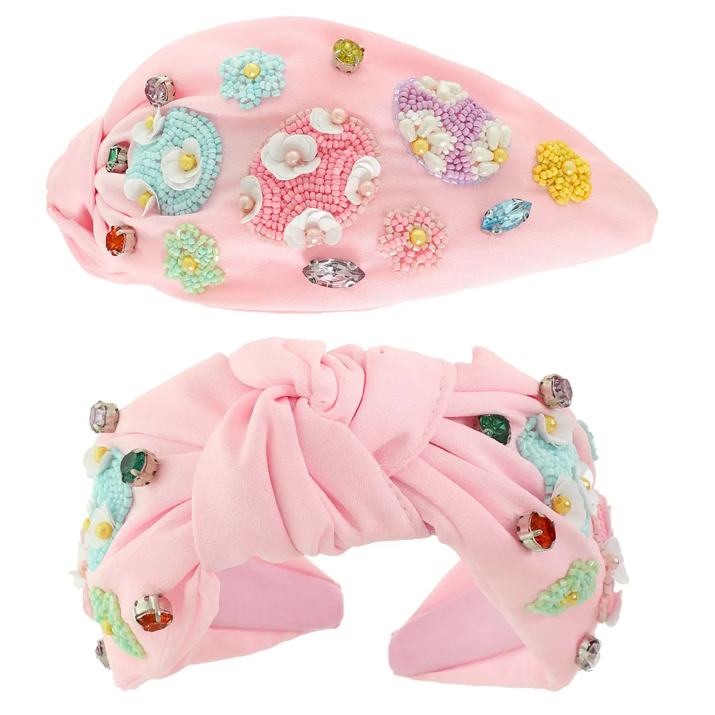 Pink Easter Egg Theme Top Knotted Headband