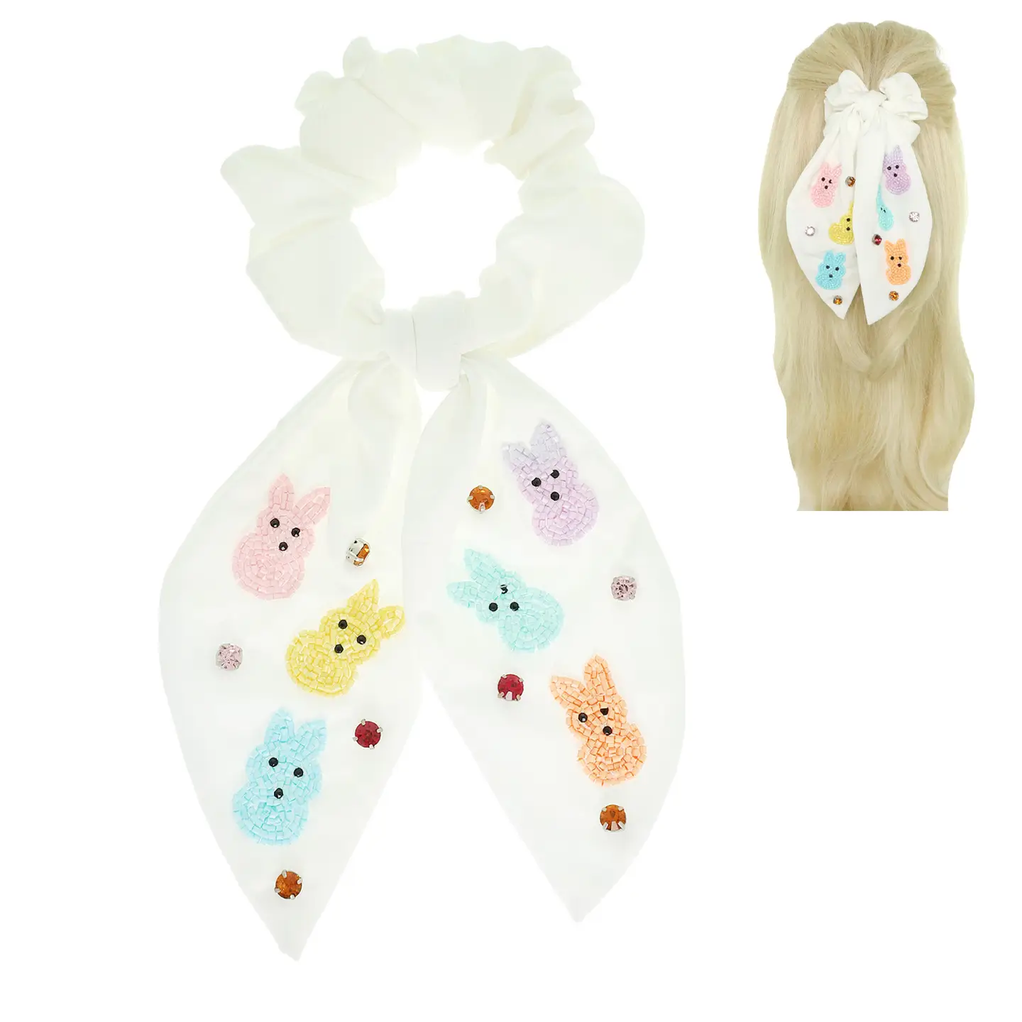 Easter Theme Big Bow Uplifting Scrunchie