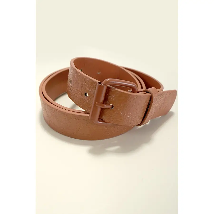 Brown Color Fill Faux Leather Buckle Belt