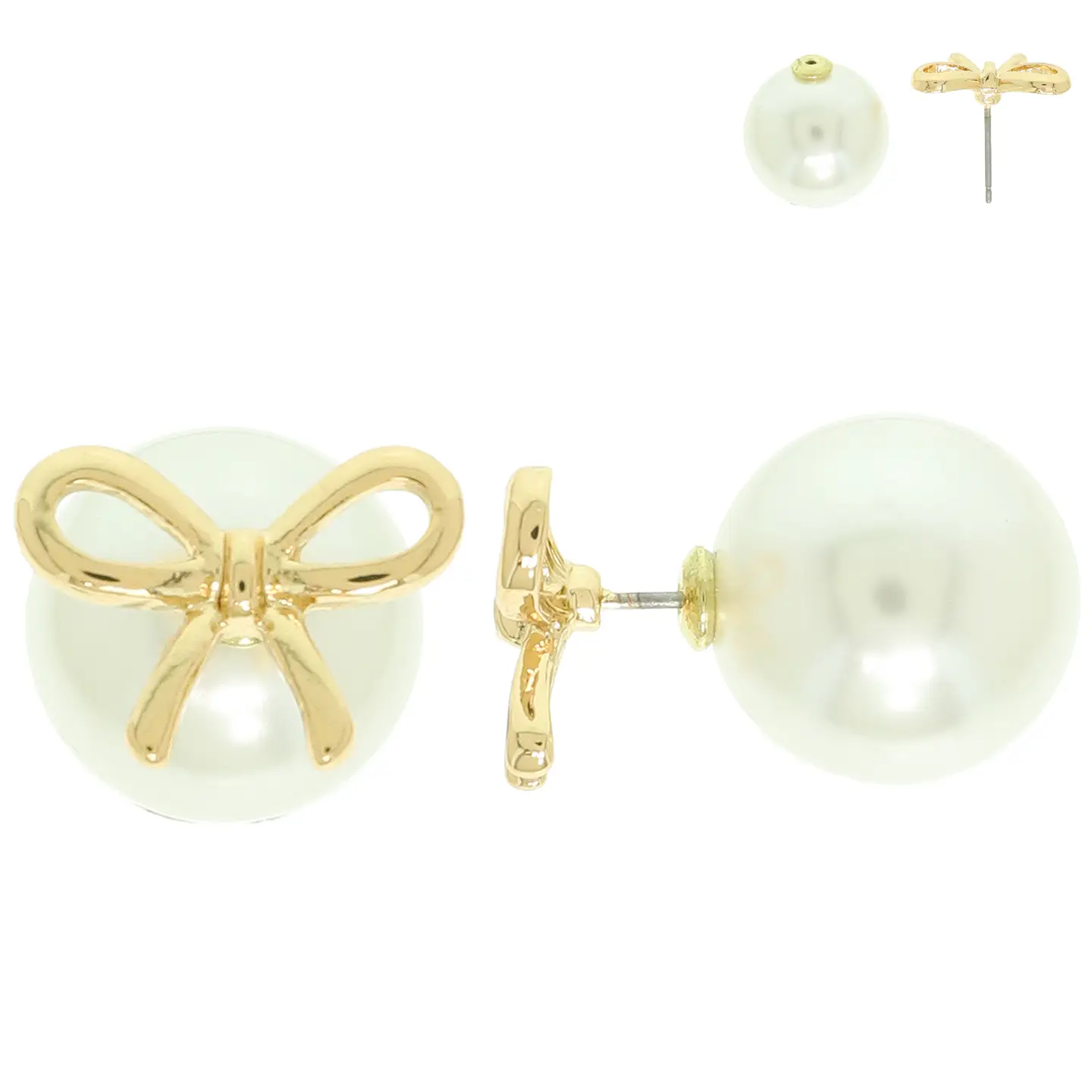 Pearl Short Tail Bow Post Earrings
