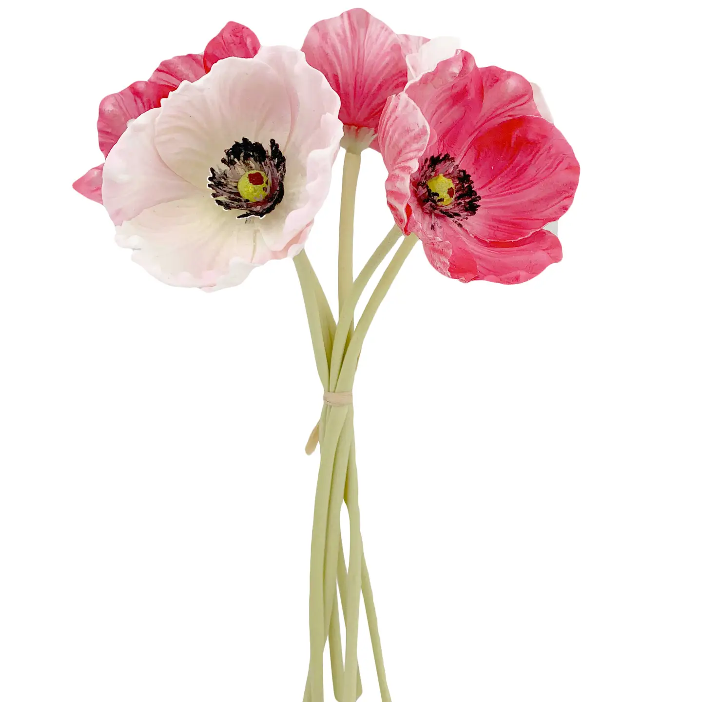 11" Real Touch Blush & Beauty Pink Poppy - 6 Stems Per Bundle