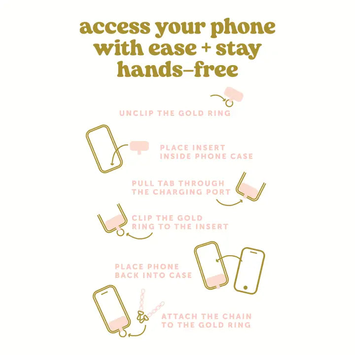 Marble Peach Hold The Phone Crossbody Chain