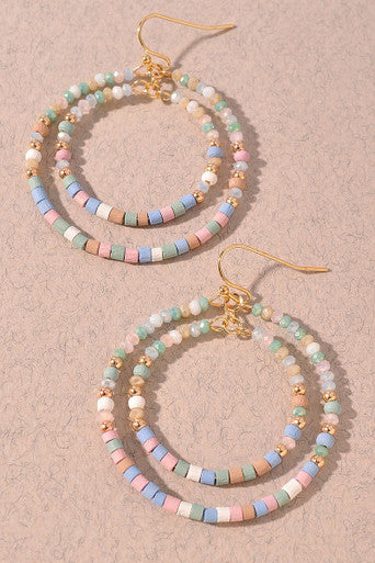 Painted Pastels Beaded Hoop Earrings