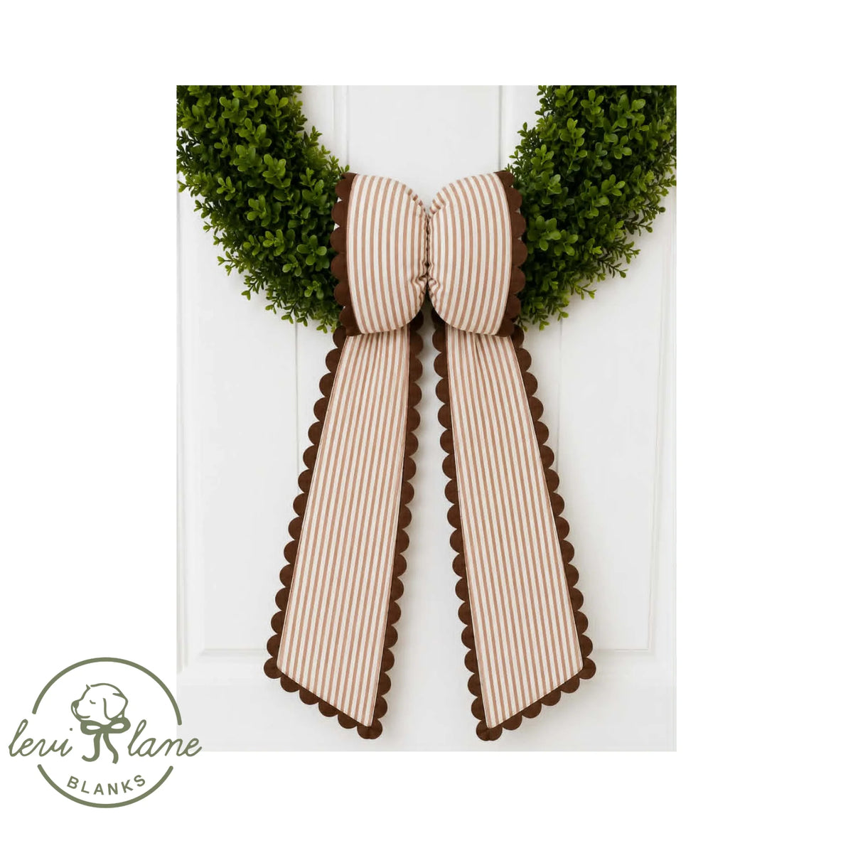 Orange & Cream Stripe with Brown Ric Rac Wreath Sash