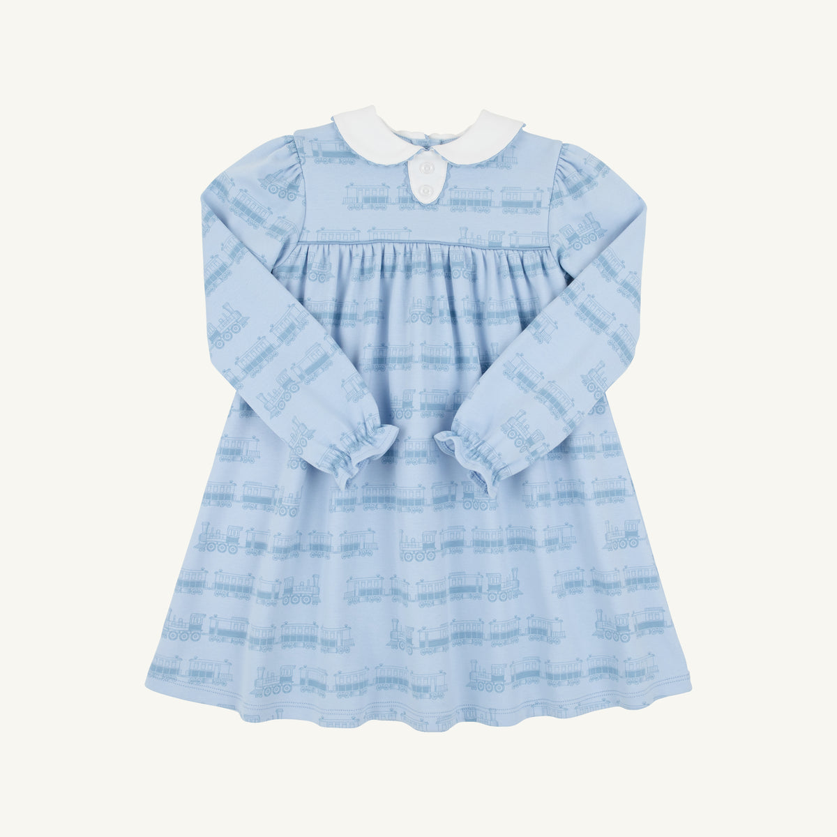 Blue Choo Choos/Worth Ave White Long Sleeve Mary Dal Dress- Knit