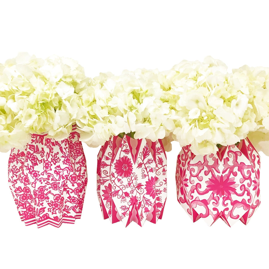 Pink Chinoiserie Paper Vase Wraps