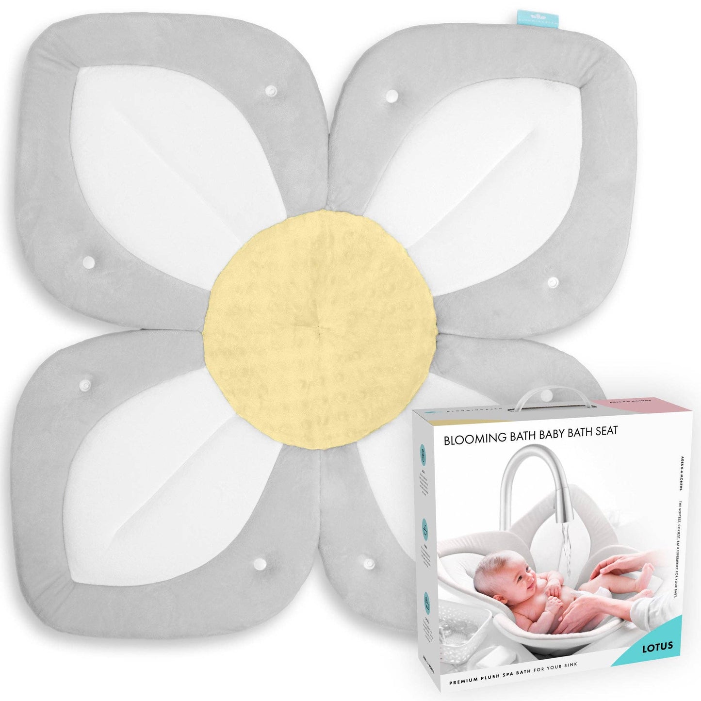 Gray/Yellow Lotus Baby Bath Seat