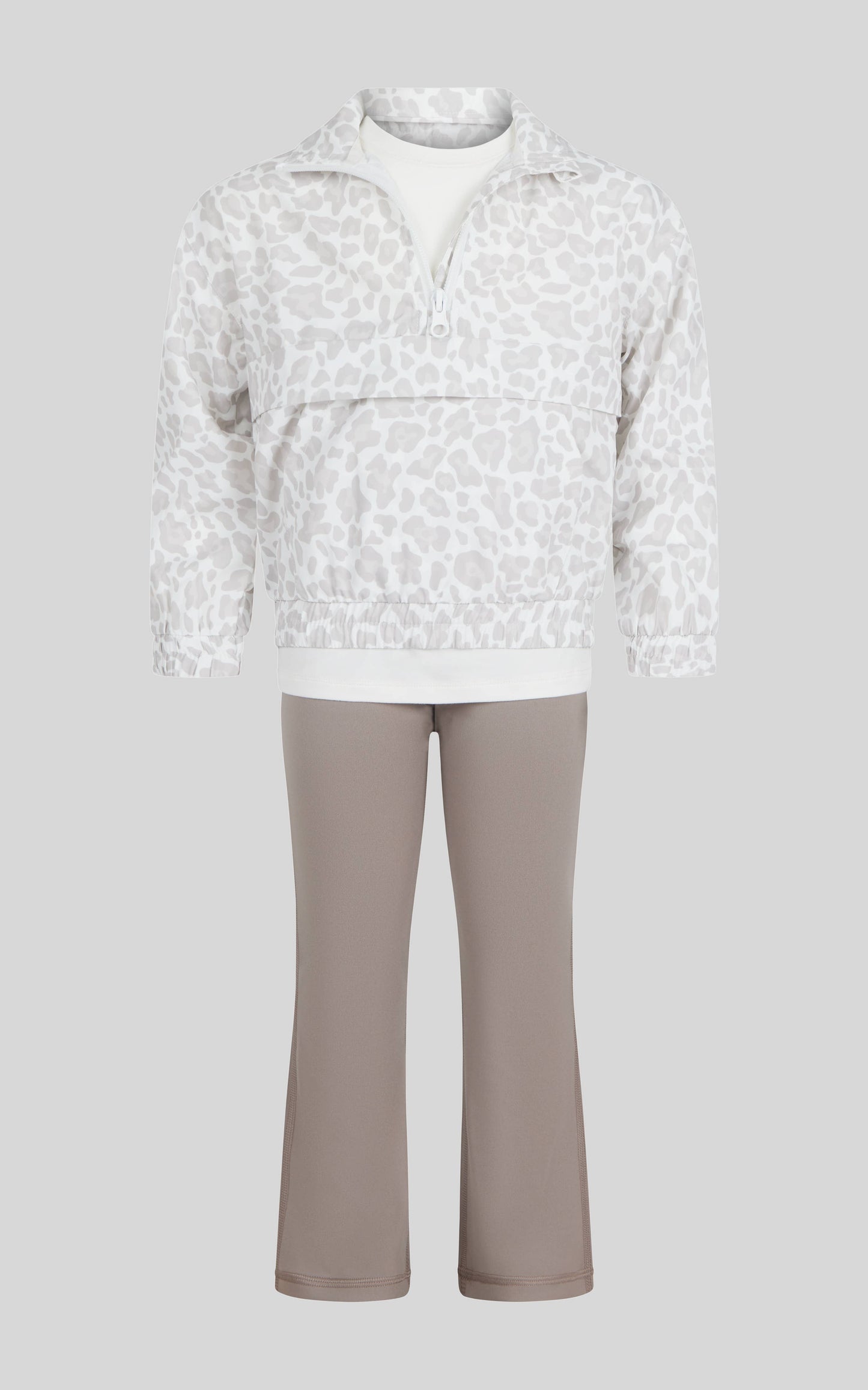 Toddler Girls Leopard Half Zip Windbreaker 3-Piece Set