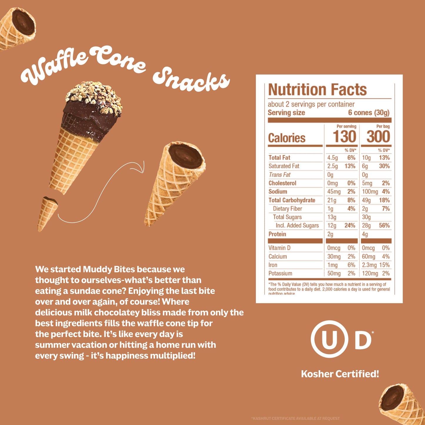 Muddy Bites Milk Chocolate Waffle Cones Snacks