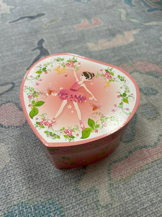 Heart-Shaped Cartoon Ballerina Music Box