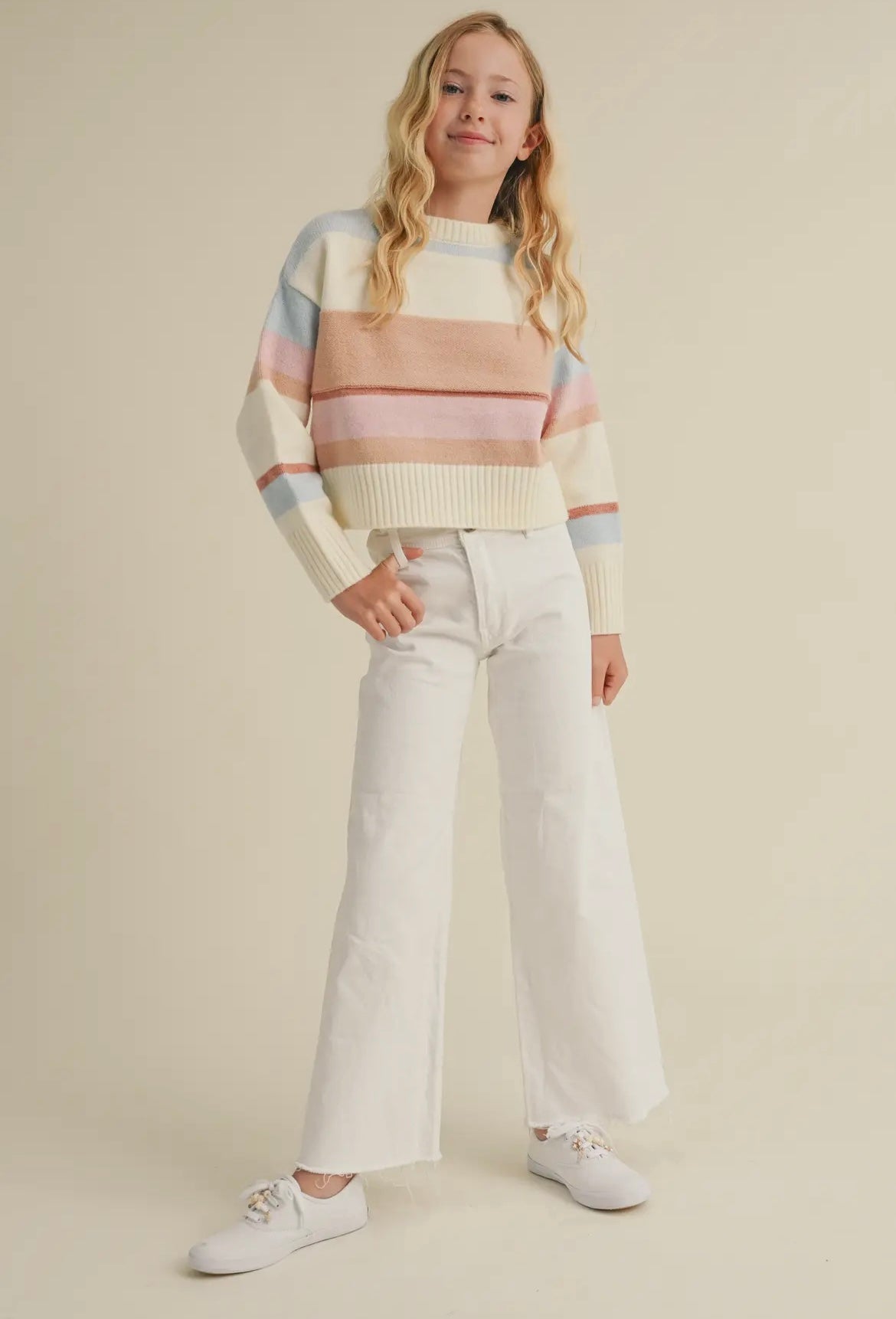 Pastel Stripe Cropped Sweater