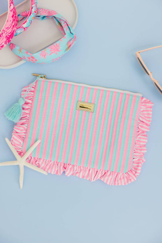 Ruffle Pencil Pouch, Stripe