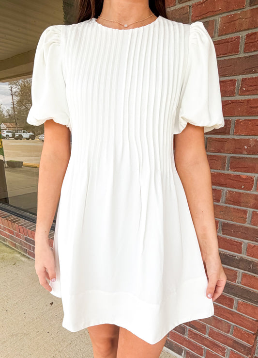 White Pleat & Poise Dress