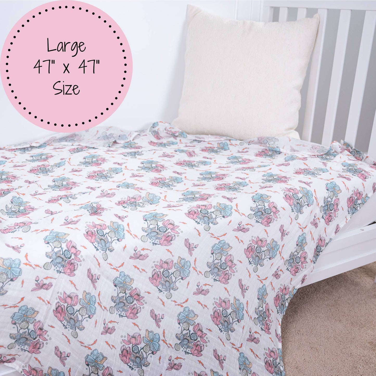 Little Lotus Bloom Muslin Swaddle Blanket