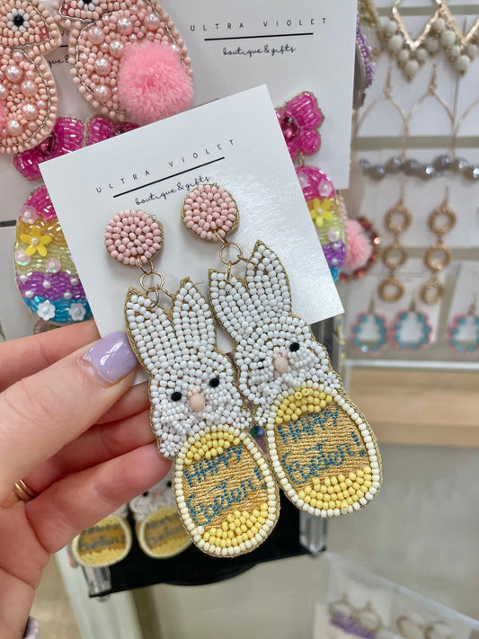 Easter Egg & Bunny Beaded Earrings