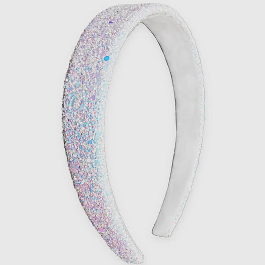 Girl's Tapered White Glitter Headband