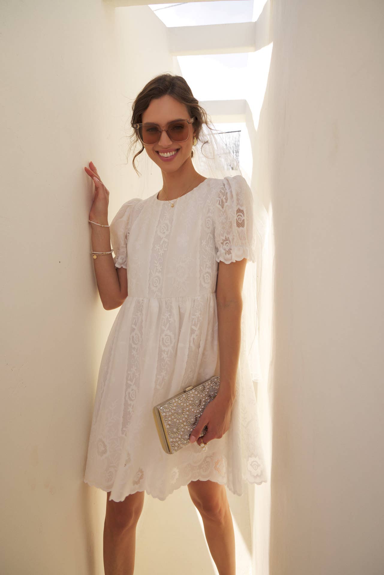 Timeless White Lace Detail Dress