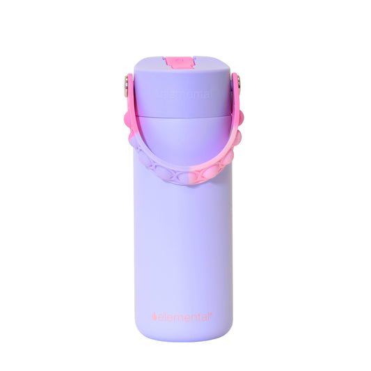 Kids Fidget Handle Water Bottle - Lilac Tie Dye