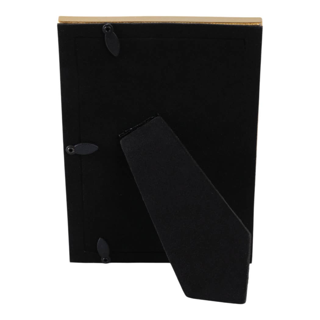 Gold 4x6 in. Resin Photo Frame with Mirrored Beaded Border