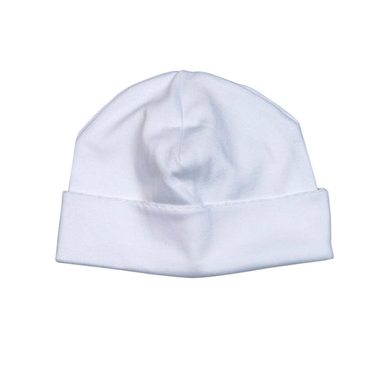 White  Beanie White Picot Trim: 0-3M