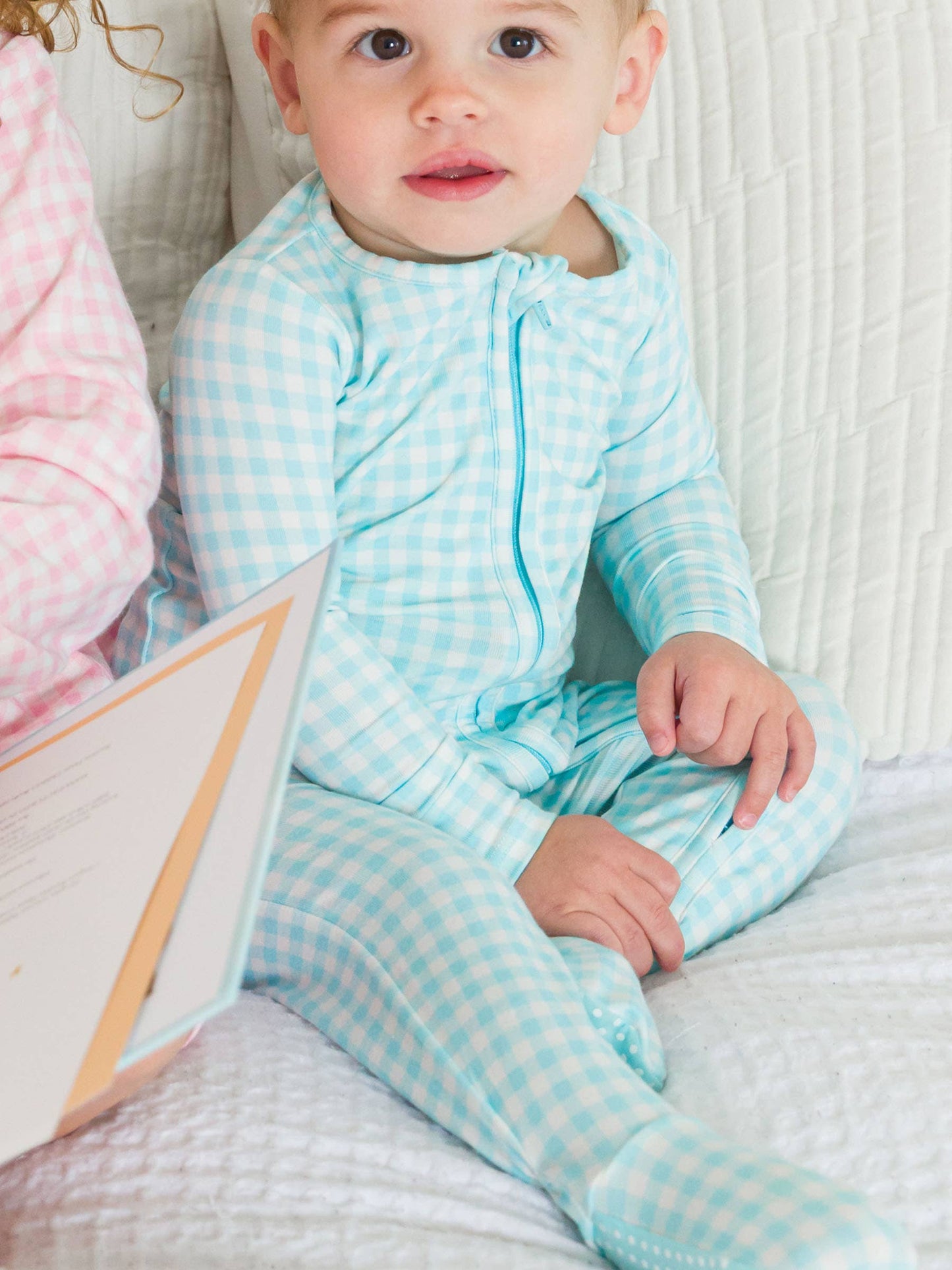 Cotton Modal Blue Breeze Gingham Footie Sleeper