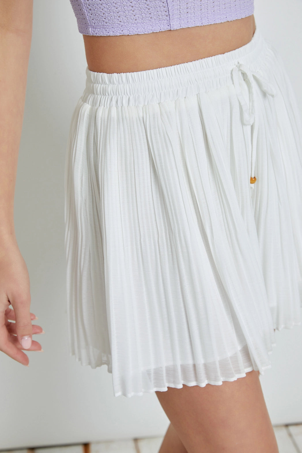 Walk With Me White Pleated Skirt