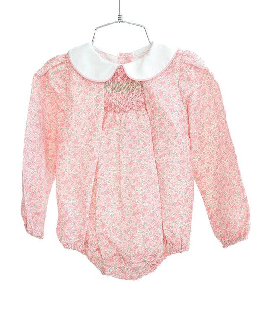 Emmie Pink Floral Smocked Bubble