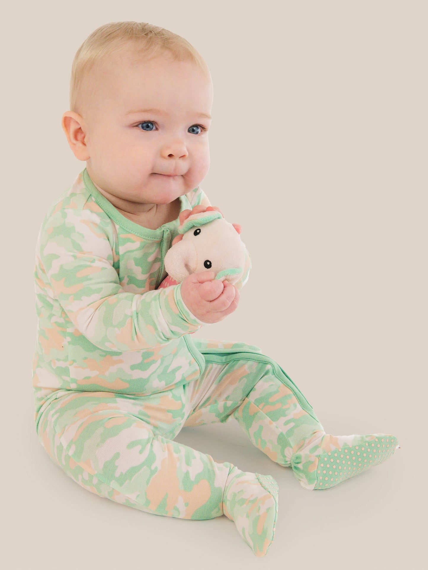 Cotton Modal Sage Trail Camo Footie Sleeper