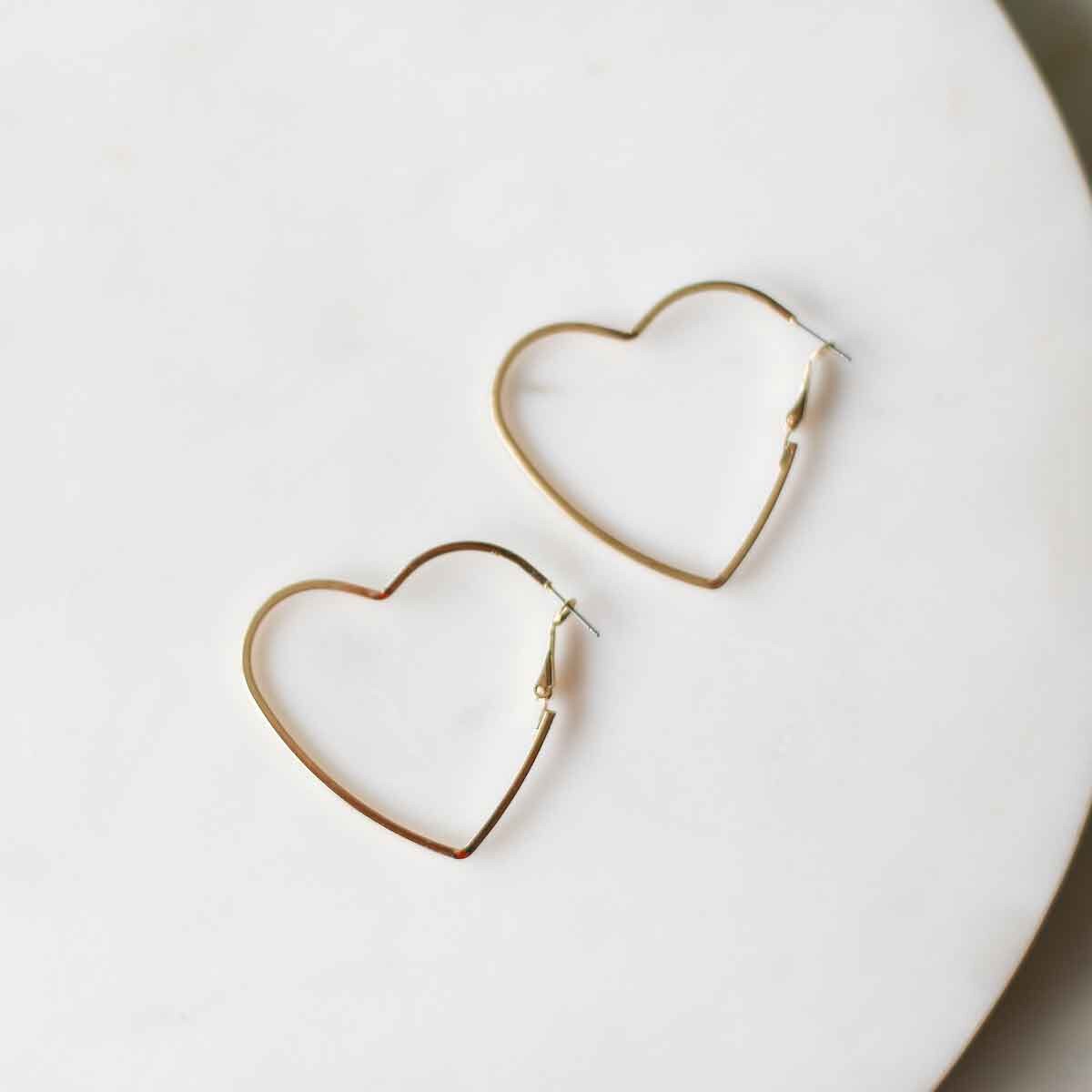 Gold Heart Hoop Earrings