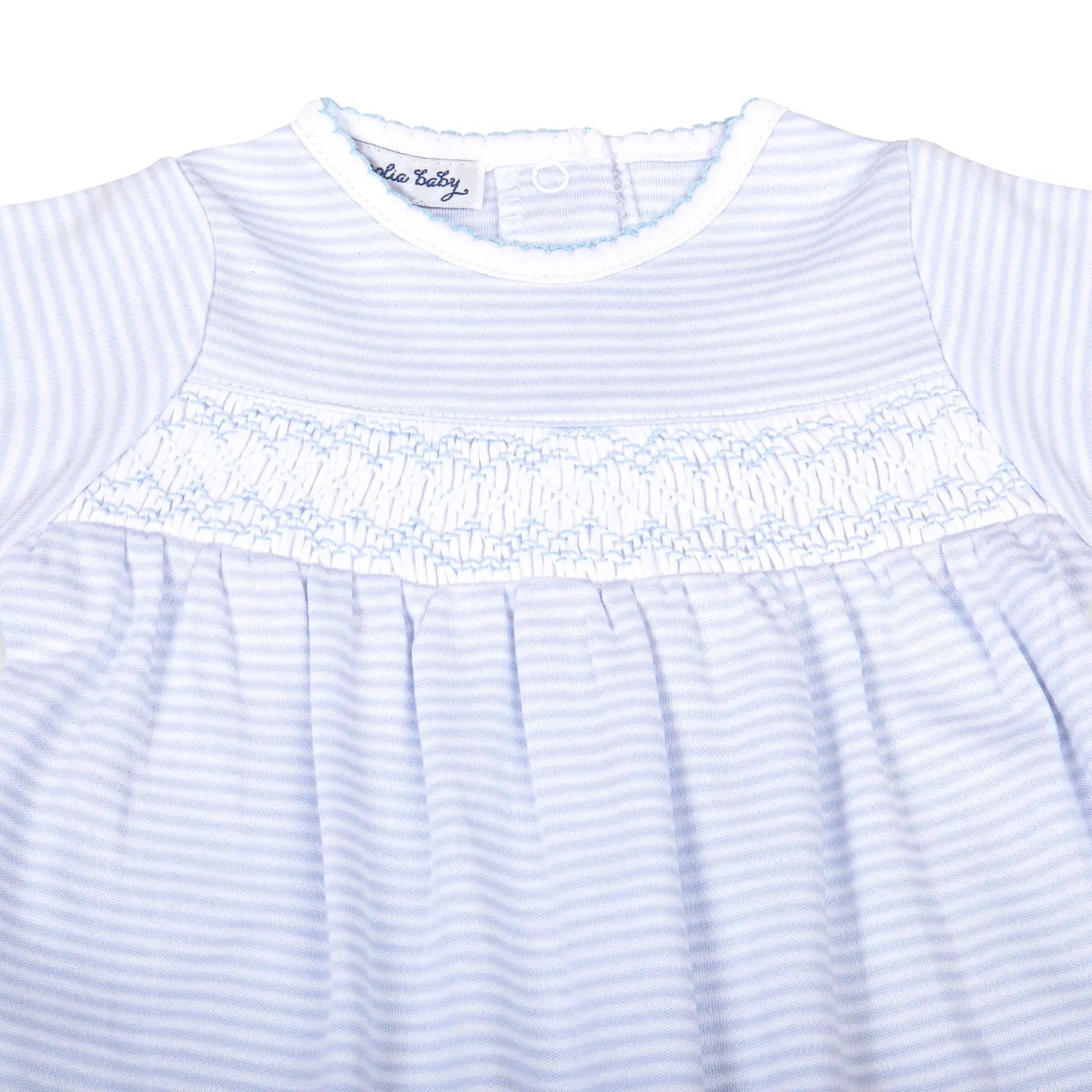 Blue Mini Stripes Smocked Footie