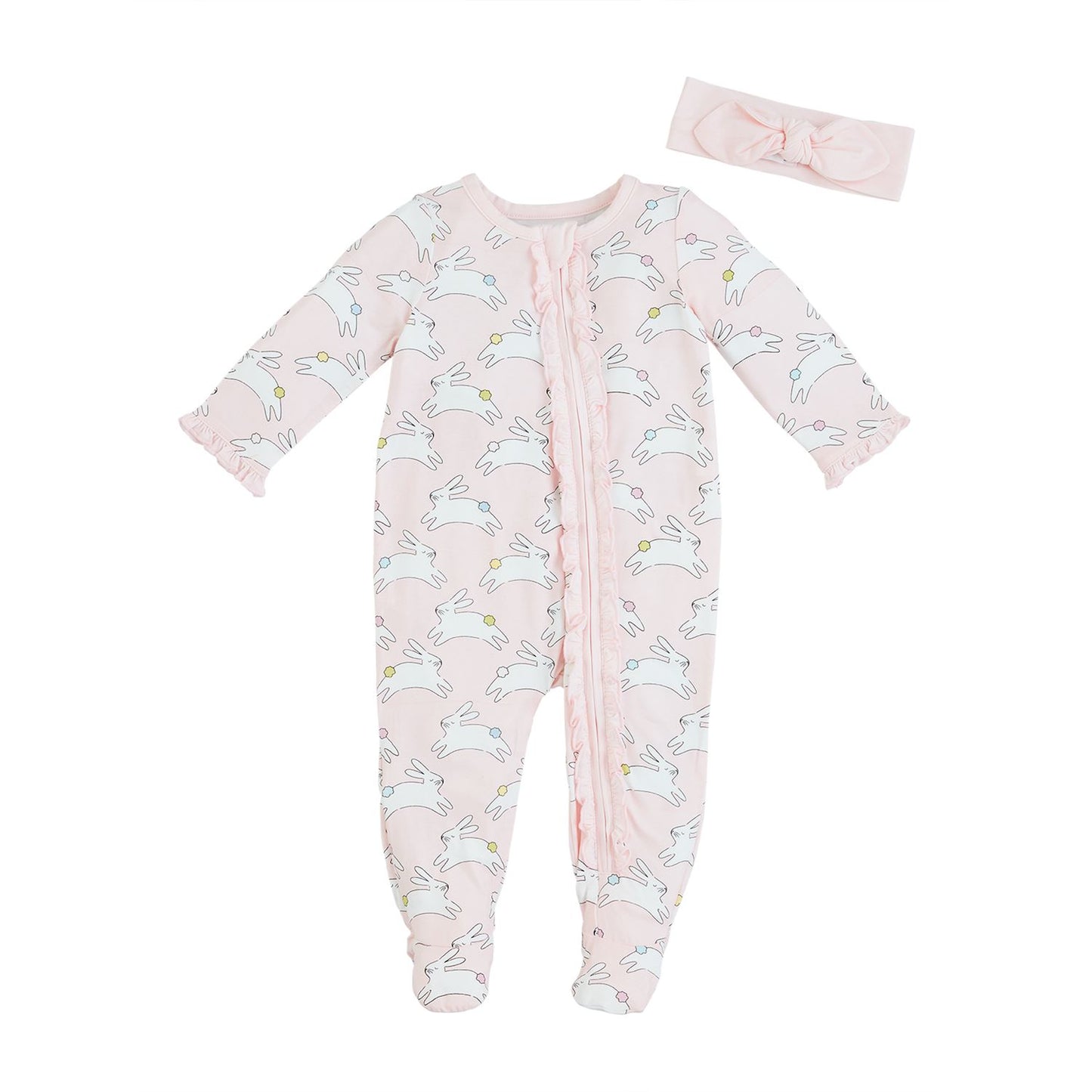 Pink Bunny Zipper Sleeper & Headband