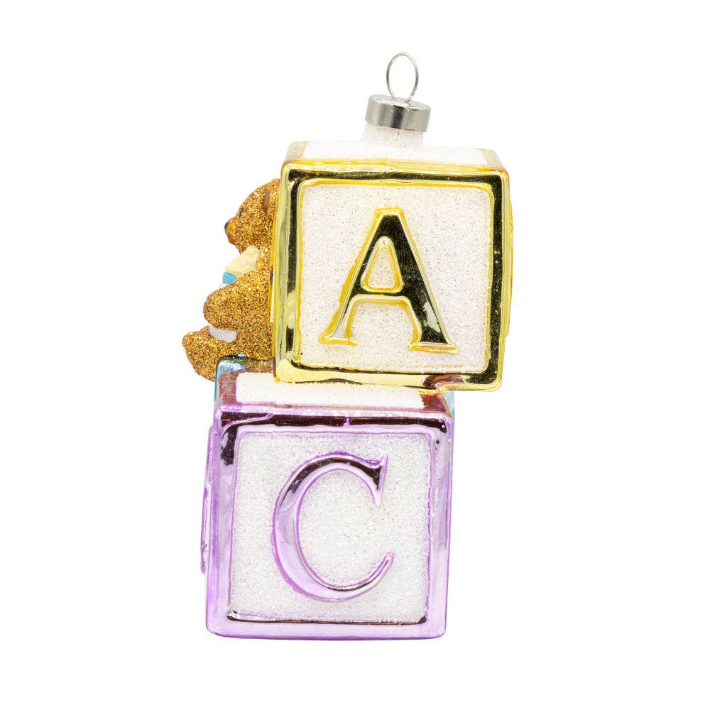 ABC Baby Blocks Glass Christmas Ornament