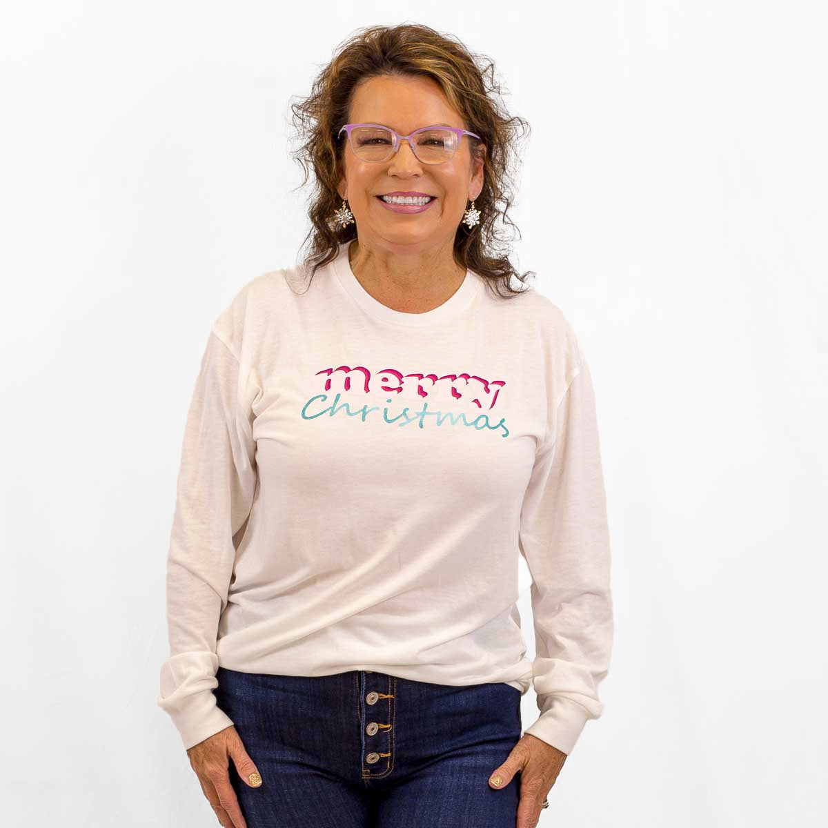 Merry Christmas Long Sleeve Crew Neck Tee