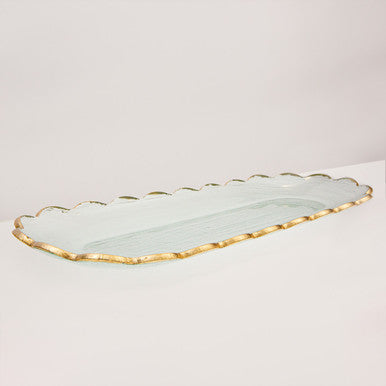 Chapelle Oval Gold Trim Glass Platter