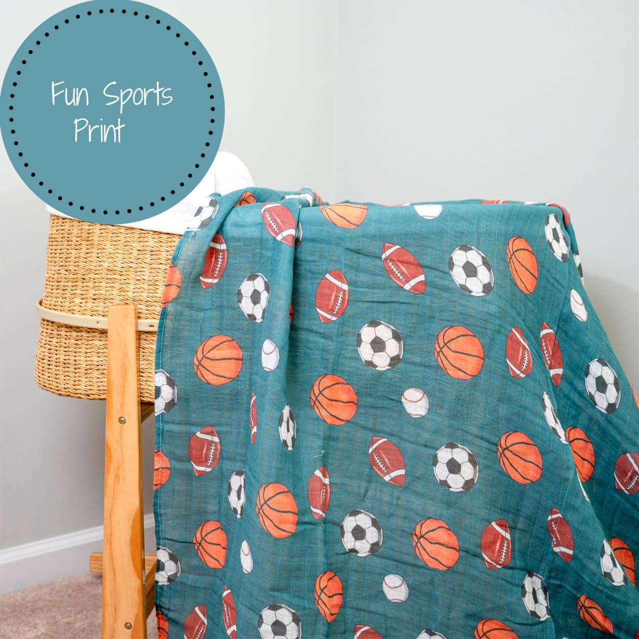 Little Athlete Muslin Swaddle Blanket