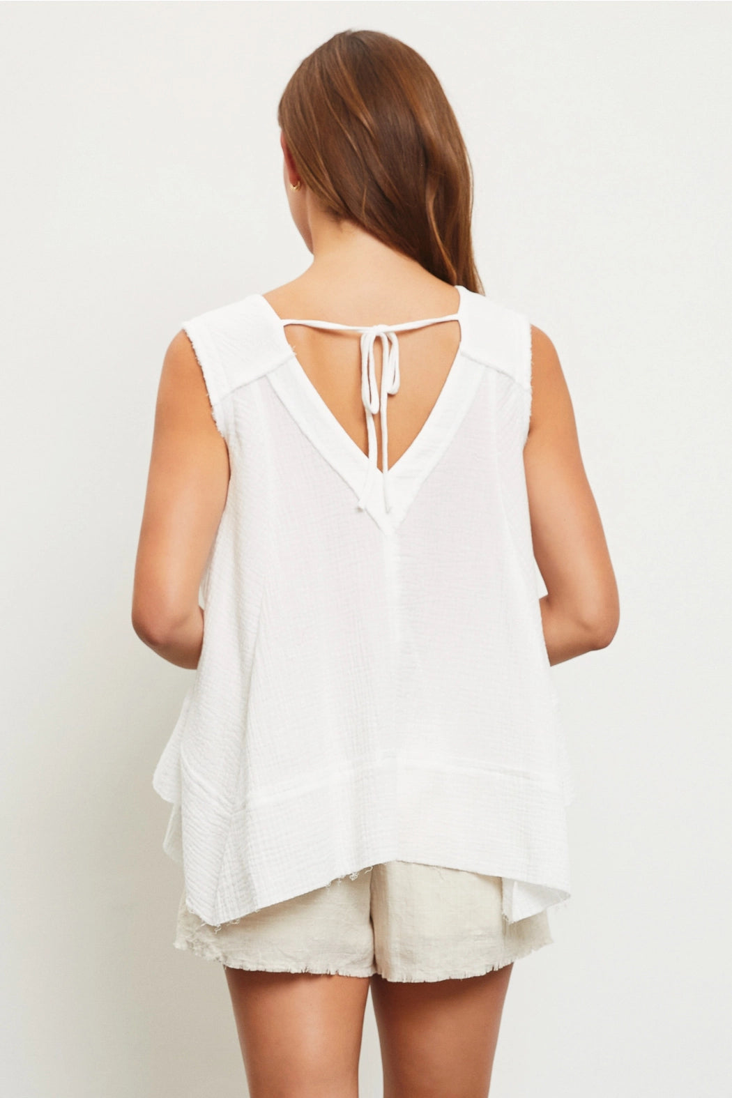 Take The Lead White Asymmetric Sleeveless Top