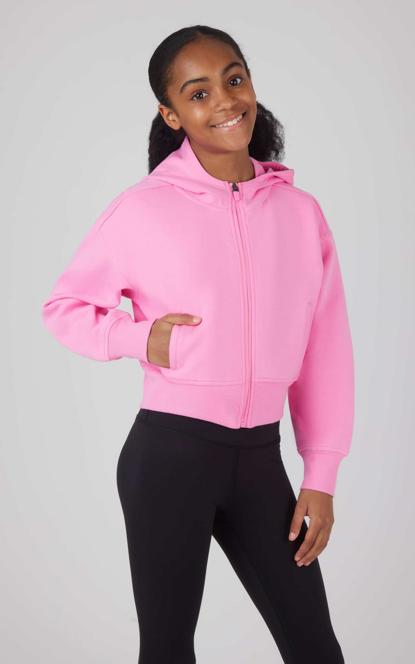 Pink Girls Scuba Full Zip Hoodie Jacket